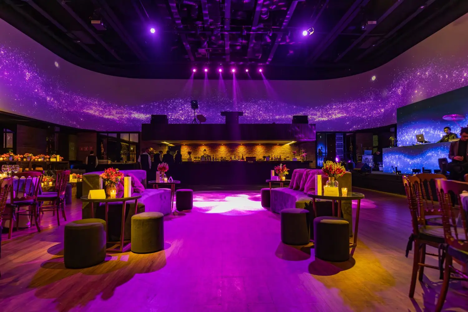Restaurant interior with stylish lighting